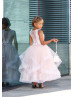 Light Pink Tulle Horsehair Trim Sweet Flower Girl Dress